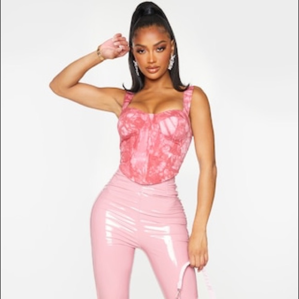 Shape Pink Tie Dye Woven Corset Crop Top
